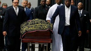 ibuan Umat Muslim menghadiri doa pemakaman petinju legendaris Muhammad Ali di Louisville , Kentucky, Kamis (9/6/2016) waktu setempat atau Jumat (10/6/2016) dini hari WIB.