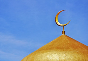 Ilustrasi kubah masjid langit biru