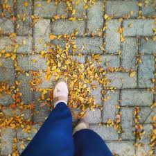 Ilustrasi kaki diatas tumpukan daun gugur